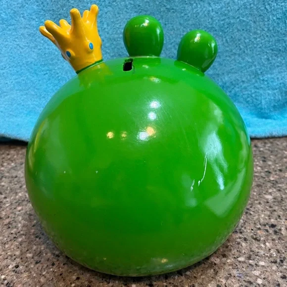 Angry Birds King Pig Green Ceramic Piggy Bank – 8” with Crown, Cork Stopper - Picture 3 of 6